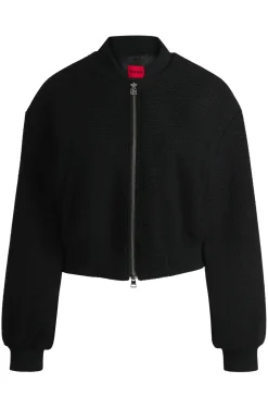 Damen Hugo Red Relaxed-Fit Jacke aus Baumwoll-Mix mit Bouclé-Struktur