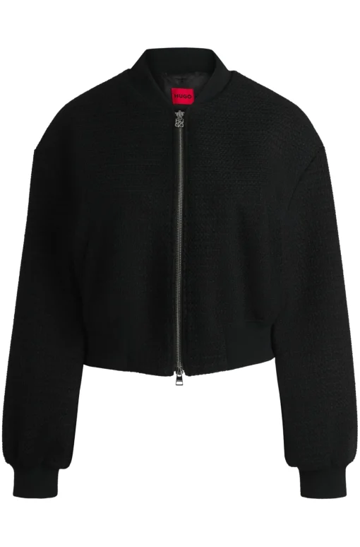 Damen Hugo Red Relaxed-Fit Jacke aus Baumwoll-Mix mit Bouclé-Struktur