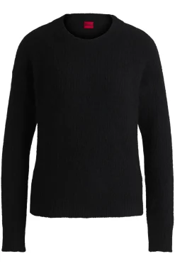 Damen Hugo Red Relaxed-Fit Pullover mit gestricktem Linienmuster