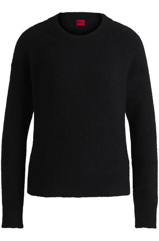 Damen Hugo Red Relaxed-Fit Pullover mit gestricktem Linienmuster