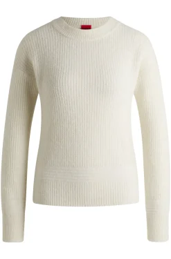 Damen Hugo Red Relaxed-Fit Pullover mit gestricktem Linienmuster
