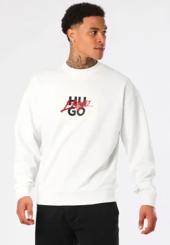 Herren Hugo Red Relaxed-Fit Sweatshirt aus Baumwoll-Terry mit Doppel-Logo