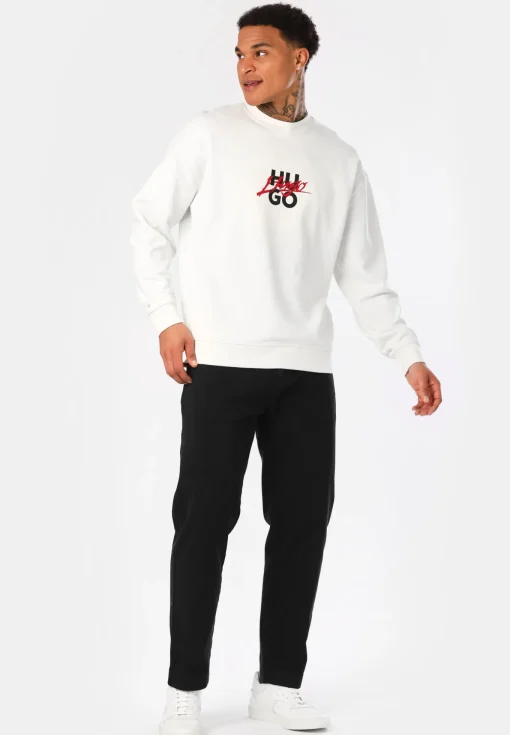 Herren Hugo Red Relaxed-Fit Sweatshirt aus Baumwoll-Terry mit Doppel-Logo