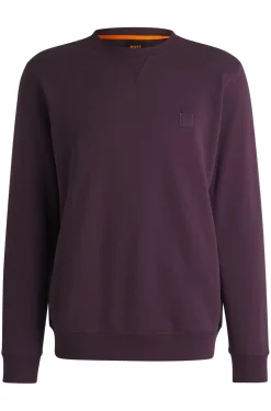 Herren Boss Orange Relaxed-Fit Sweatshirt aus Baumwoll-Terry mit Logo-Aufnäher