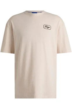 Herren Hugo Blue Relaxed-Fit T-Shirt aus Baumwolle mit Rennsport-Artwork