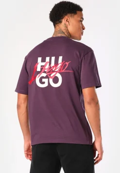 Herren Hugo Red Relaxed-Fit T-Shirt aus Baumwoll-Jersey mit Logo-Print