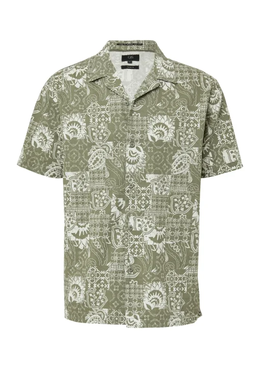 Herren QS Resort Fit: Baumwollhemd mit All-over-Print