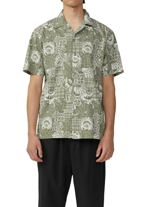 Herren QS Resort Fit: Baumwollhemd mit All-over-Print
