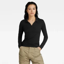 Damen G-Star RIBBED SLIM POLO TOP