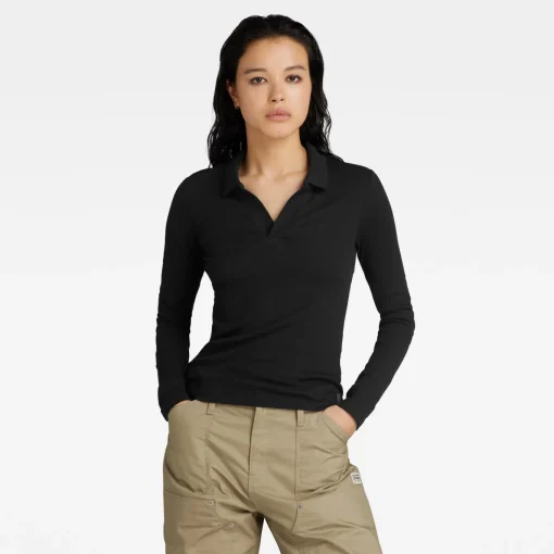 Damen G-Star RIBBED SLIM POLO TOP