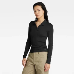 Damen G-Star RIBBED SLIM POLO TOP