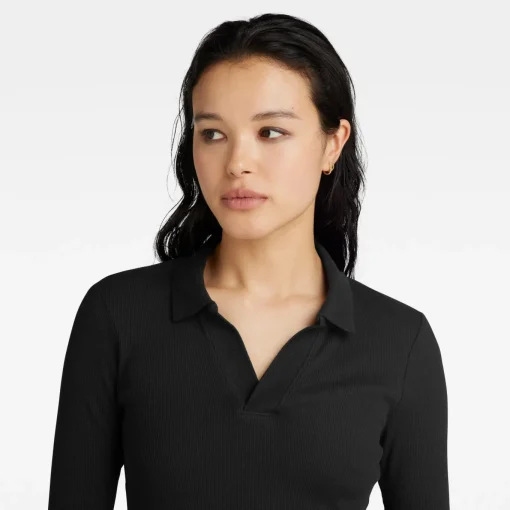 Damen G-Star RIBBED SLIM POLO TOP