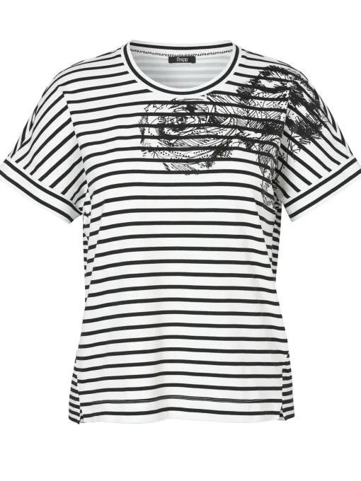 Damen Frapp Ringel T-Shirt mit überschnittenen Schultern