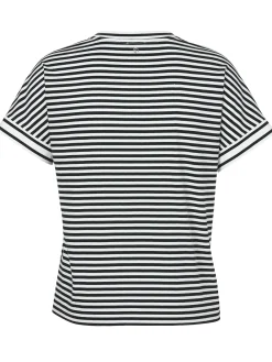 Damen Frapp Ringel T-Shirt mit überschnittenen Schultern