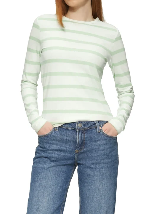 Damen QS Ringelshirt mit Rundhalsausschnitt