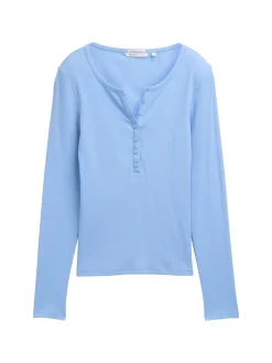 Damen Tom Tailor Denim Ripp Henley Langarmshirt