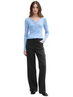 Damen Tom Tailor Denim Ripp Henley Langarmshirt