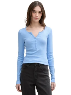 Damen Tom Tailor Denim Ripp Henley Langarmshirt