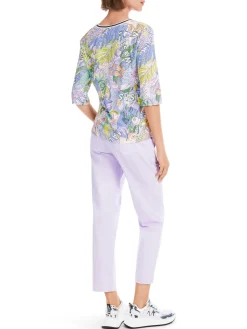 Damen Marc Cain Rippen-T-Shirt mit Sushi-Print