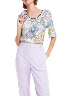 Damen Marc Cain Rippen-T-Shirt mit Sushi-Print