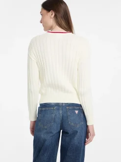 Damen GUESS JEANS Ripp-Pullover Rundhalsausschnitt