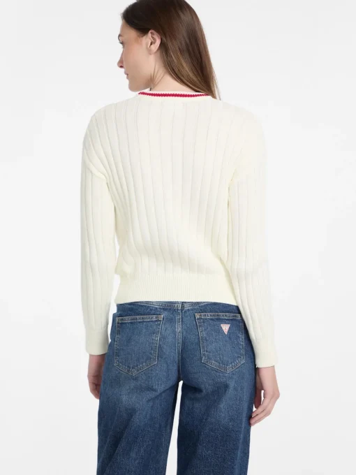 Damen GUESS JEANS Ripp-Pullover Rundhalsausschnitt