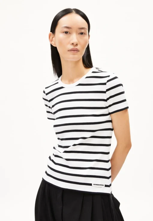 Damen armedangels Ripp-T-Shirt aus Bio-Baumwoll Mix KARDAA STRIPES