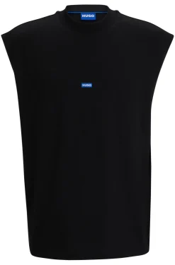 Herren Hugo Blue Ärmelloses T-Shirt aus Baumwoll-Jersey mit blauem Logo-Label