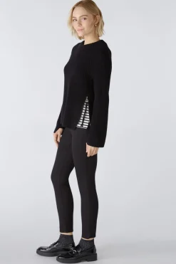 Damen Oui RUBI Pullover mit Reißverschluss, in reiner Baumwolle
