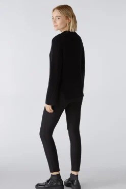 Damen Oui RUBI Pullover mit Reißverschluss, in reiner Baumwolle