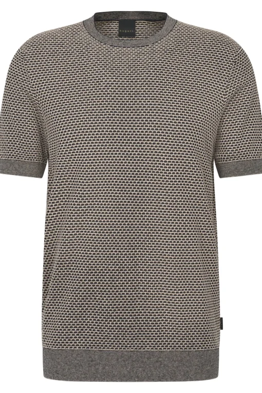 Herren Bugatti Rundhals T-Shirt in Wabenstruktur