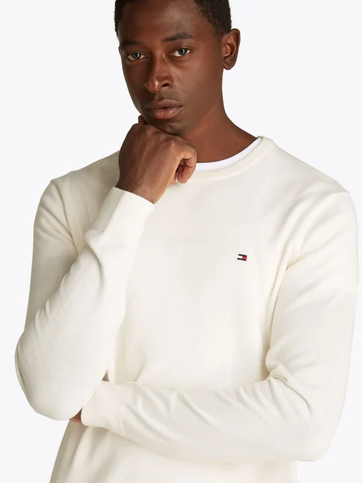 Herren Tommy Hilfiger Rundhals-Pullover mit aufgestickter Flag