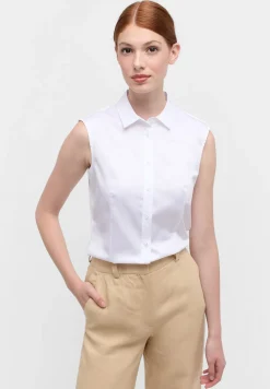 Damen Eterna Satin Shirt Bluse Satingewebe ohne Arm