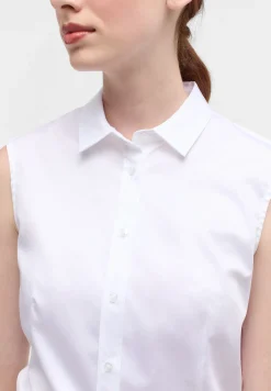 Damen Eterna Satin Shirt Bluse Satingewebe ohne Arm