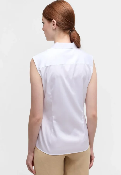 Damen Eterna Satin Shirt Bluse Satingewebe ohne Arm