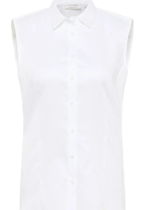 Damen Eterna Satin Shirt Bluse Satingewebe ohne Arm