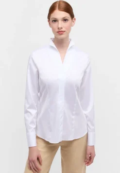 Damen Eterna Satin Shirt Bluse Satingewebe Langarm