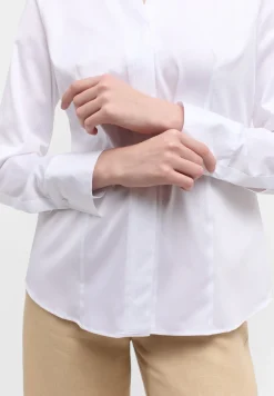 Damen Eterna Satin Shirt Bluse Satingewebe Langarm