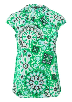 Damen Comma Satinbluse mit Raffung und All-Over Print