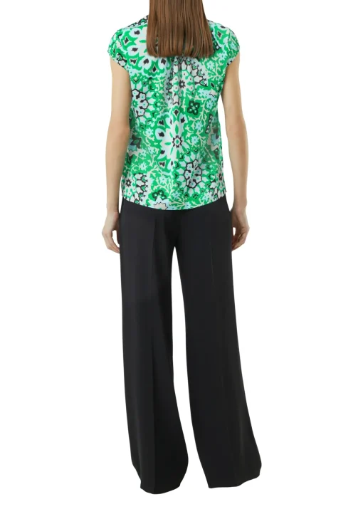 Damen Comma Satinbluse mit Raffung und All-Over Print