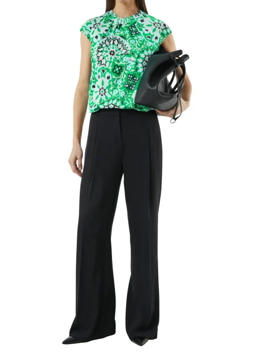 Damen Comma Satinbluse mit Raffung und All-Over Print