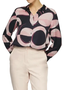 Damen s.Oliver BLACK LABEL Satinierte Longbluse mit Falten-Details