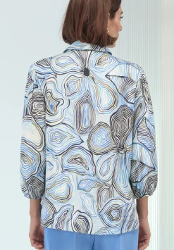 Damen Bianca Schicke Druckbluse mit Hemdkragen und kurzer Knopfleiste