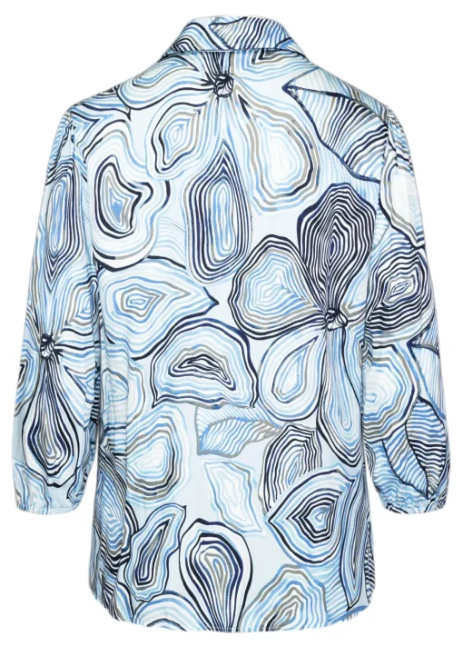 Damen Bianca Schicke Druckbluse mit Hemdkragen und kurzer Knopfleiste