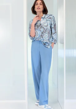 Damen Bianca Schicke Druckbluse mit Hemdkragen und kurzer Knopfleiste