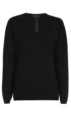 Damen Xandres Schwarzer Cashmere Pullover mit V-Ausschnitt