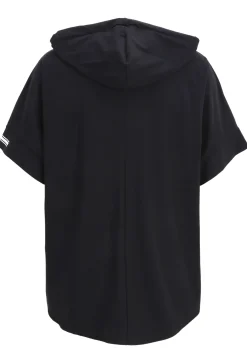 Damen Doris Streich Shirt aus elastischer Wirkware mit Hoody, Reißverschluss, dekorativen Motivprints und kurzem Arm