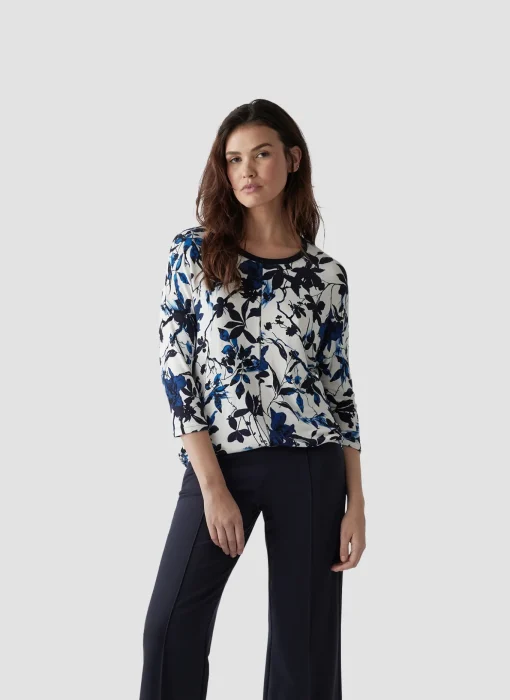 Damen Lecomte Shirt mit 3/4-Arm in floralem Muster