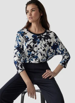 Damen Lecomte Shirt mit 3/4-Arm in floralem Muster