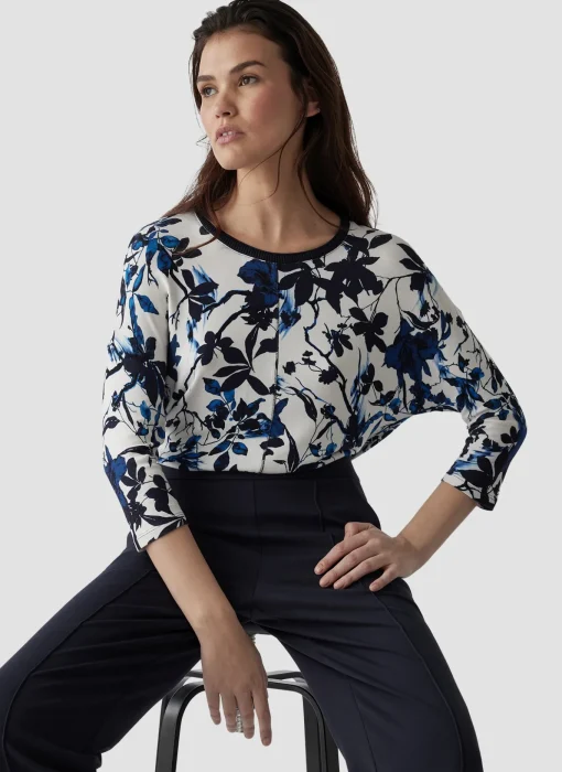 Damen Lecomte Shirt mit 3/4-Arm in floralem Muster